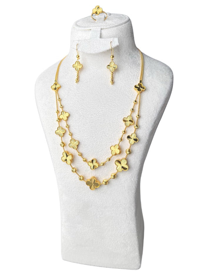 21K Gold Necklace & Ring & Earrings 38.84g
