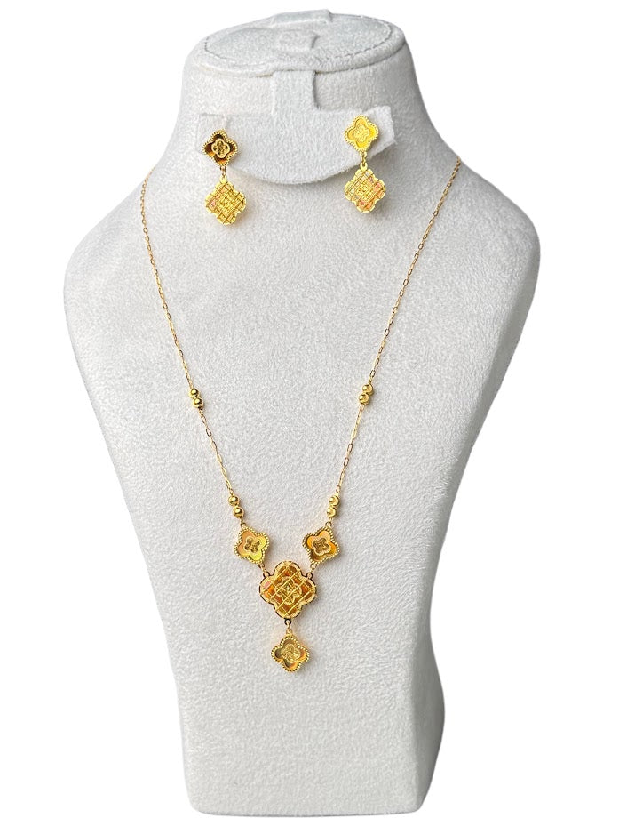 22K Gold Necklace & Ring & Earrings 12.68g