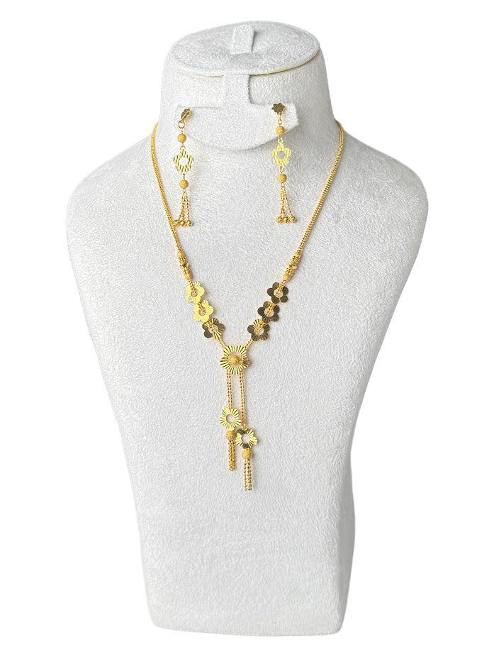 22K Gold Necklace & Earrings 17.52g