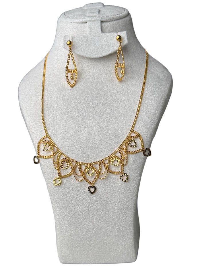 22K Gold Necklace & Ring & Earrings 14.74g