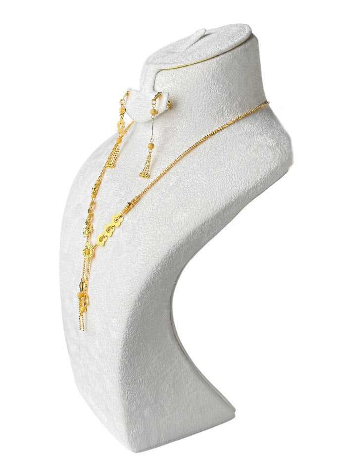 22K Gold Necklace & Earrings 17.52g
