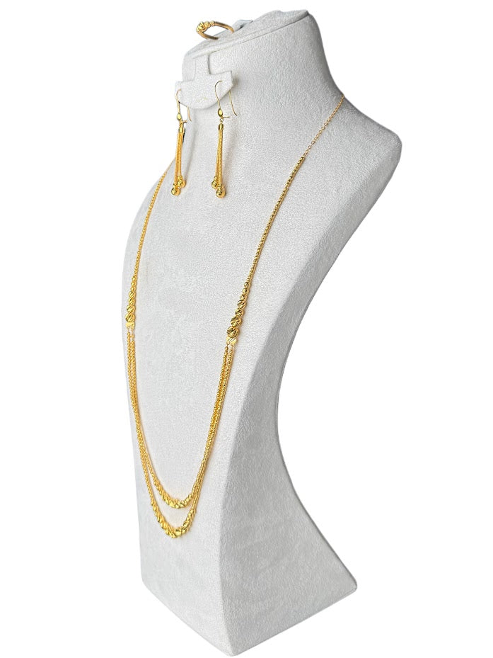 21K Gold Necklace & Ring & Earrings 34.74g