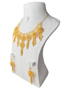 22K Gold Necklace & Earrings 76.93g