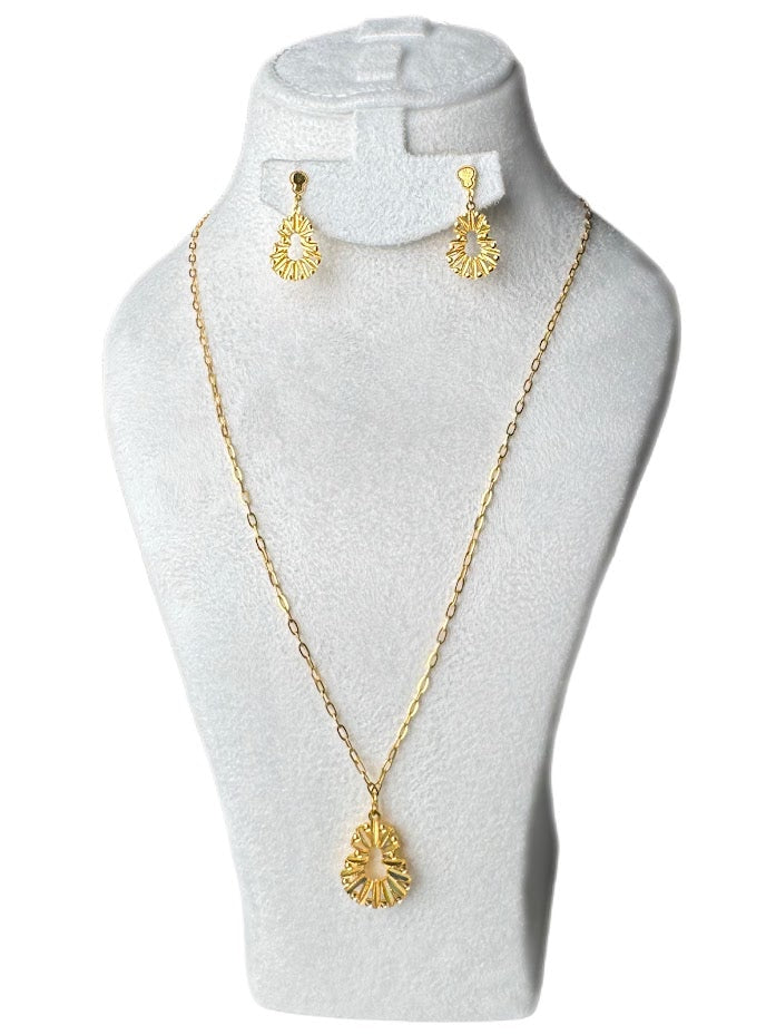 22K Gold Necklace & Earrings 10.49g