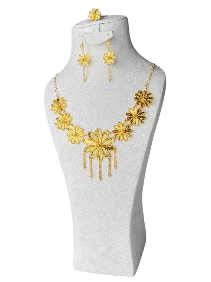 22K Gold Necklace & Ring & Earrings 66.87g