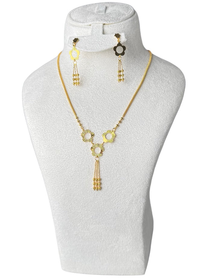 22K Gold Necklace & Earrings 12.97g