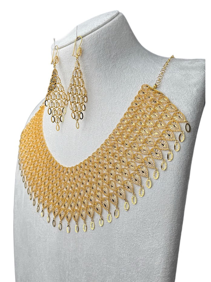 22K Gold Necklace & Earrings 102.25g