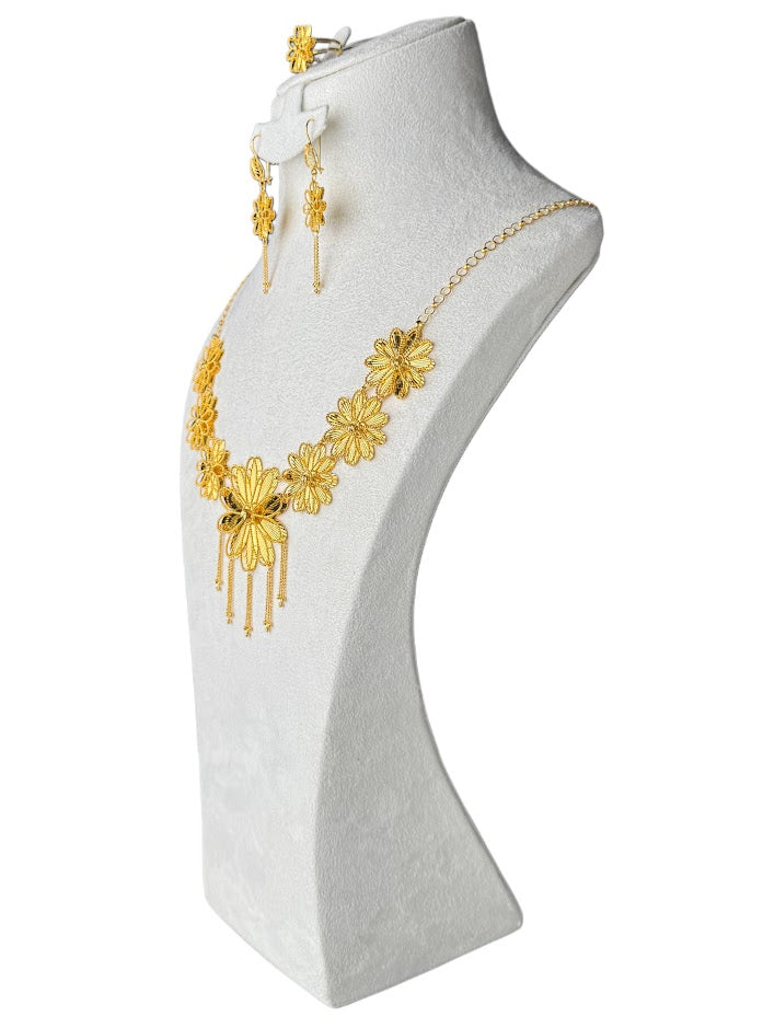 22K Gold Necklace & Ring & Earrings 66.87g